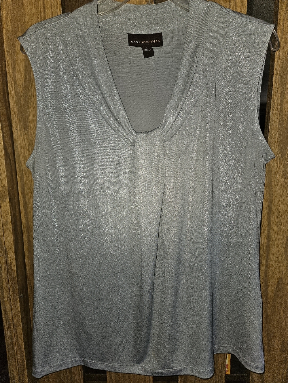 Dana Buchman Sz L Silver Blue Sleeveless Twist-Neck Camisole